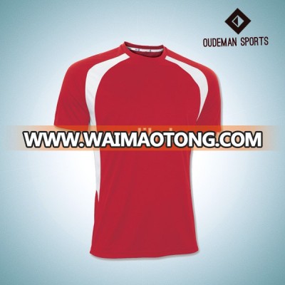 O-neck red color custom soccer jersey at factory price